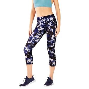 Fabletics Salar Printed Powerform Crop Leggings Blue Black Floral Small NWT $85